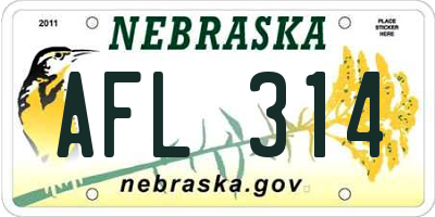 NE license plate AFL314