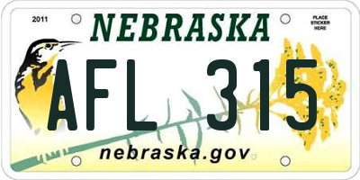 NE license plate AFL315