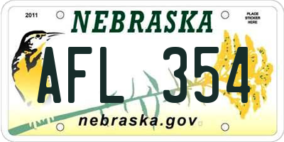 NE license plate AFL354