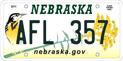 NE license plate AFL357