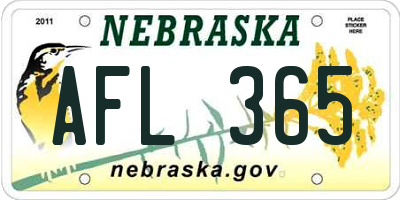 NE license plate AFL365