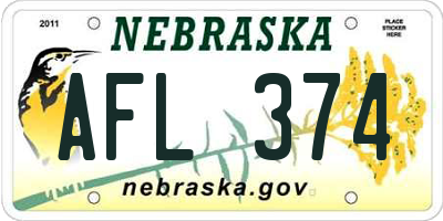 NE license plate AFL374