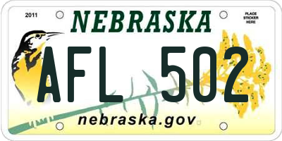 NE license plate AFL502