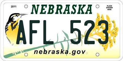 NE license plate AFL523