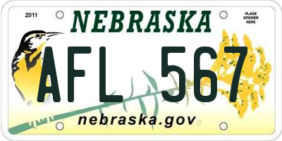 NE license plate AFL567