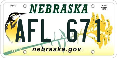 NE license plate AFL671