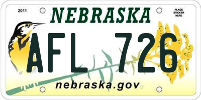 NE license plate AFL726