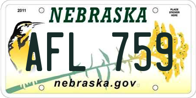 NE license plate AFL759
