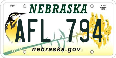NE license plate AFL794