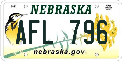 NE license plate AFL796