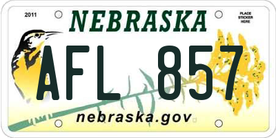 NE license plate AFL857