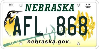 NE license plate AFL868