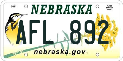 NE license plate AFL892