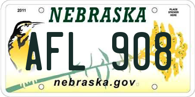 NE license plate AFL908