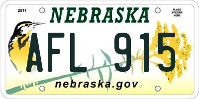 NE license plate AFL915