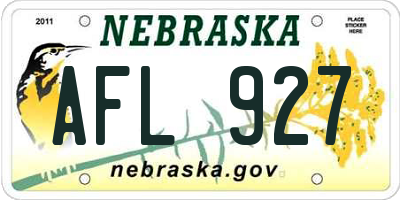 NE license plate AFL927