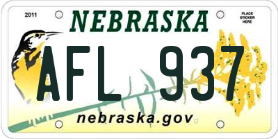 NE license plate AFL937