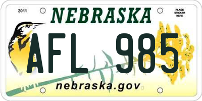NE license plate AFL985