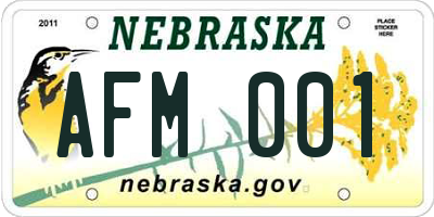 NE license plate AFM001