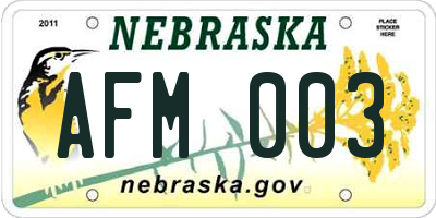 NE license plate AFM003