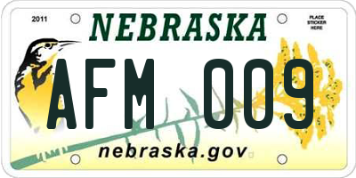 NE license plate AFM009