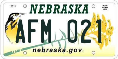 NE license plate AFM021