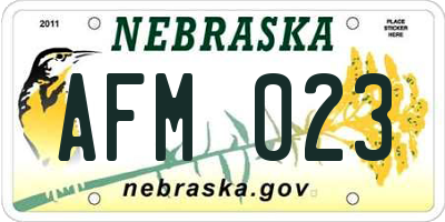 NE license plate AFM023