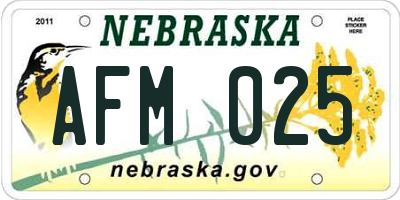 NE license plate AFM025