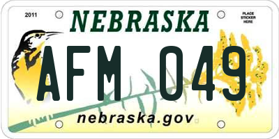 NE license plate AFM049