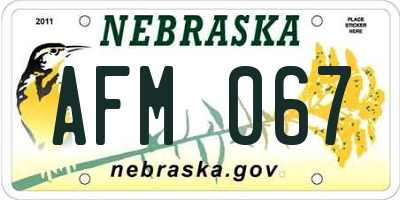 NE license plate AFM067