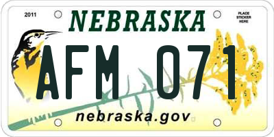 NE license plate AFM071