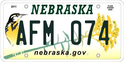 NE license plate AFM074