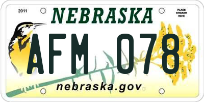 NE license plate AFM078