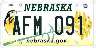 NE license plate AFM091