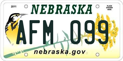 NE license plate AFM099