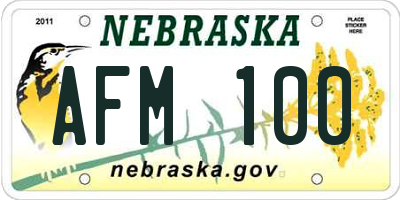 NE license plate AFM100