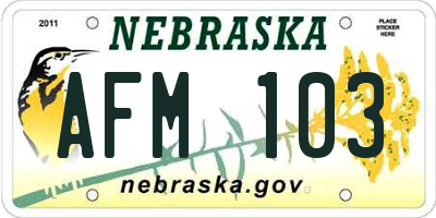 NE license plate AFM103