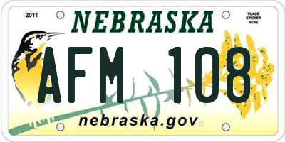 NE license plate AFM108