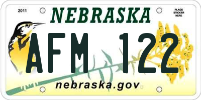 NE license plate AFM122