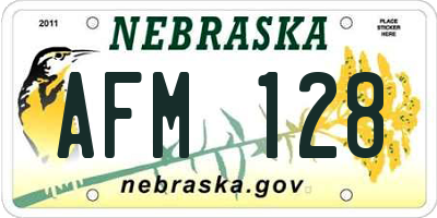 NE license plate AFM128