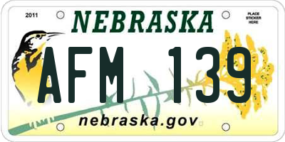 NE license plate AFM139