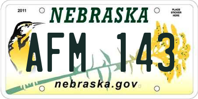 NE license plate AFM143