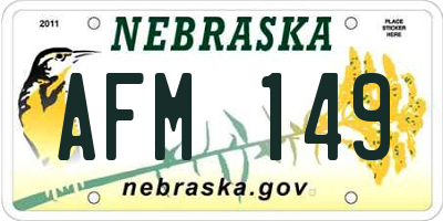 NE license plate AFM149