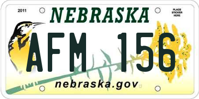 NE license plate AFM156