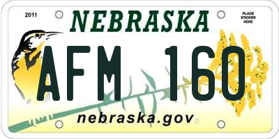 NE license plate AFM160