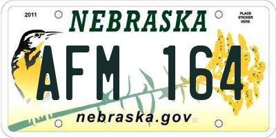 NE license plate AFM164