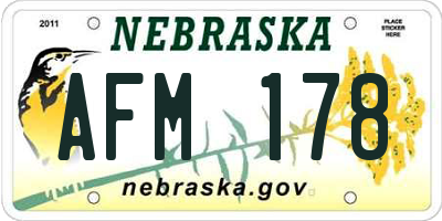 NE license plate AFM178