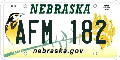 NE license plate AFM182