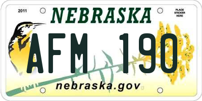 NE license plate AFM190