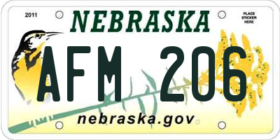 NE license plate AFM206
